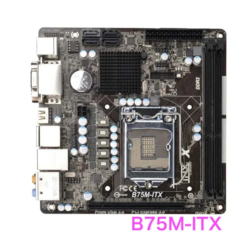 مناسبة للوحة الأم لسطح المكتب ASRock B75M-ITX LGA 1155 DDR3 B75 VGA DVI HDMI اللوحة الرئيسية 100% تم اختبارها بشكل جيد وتعمل بالكامل