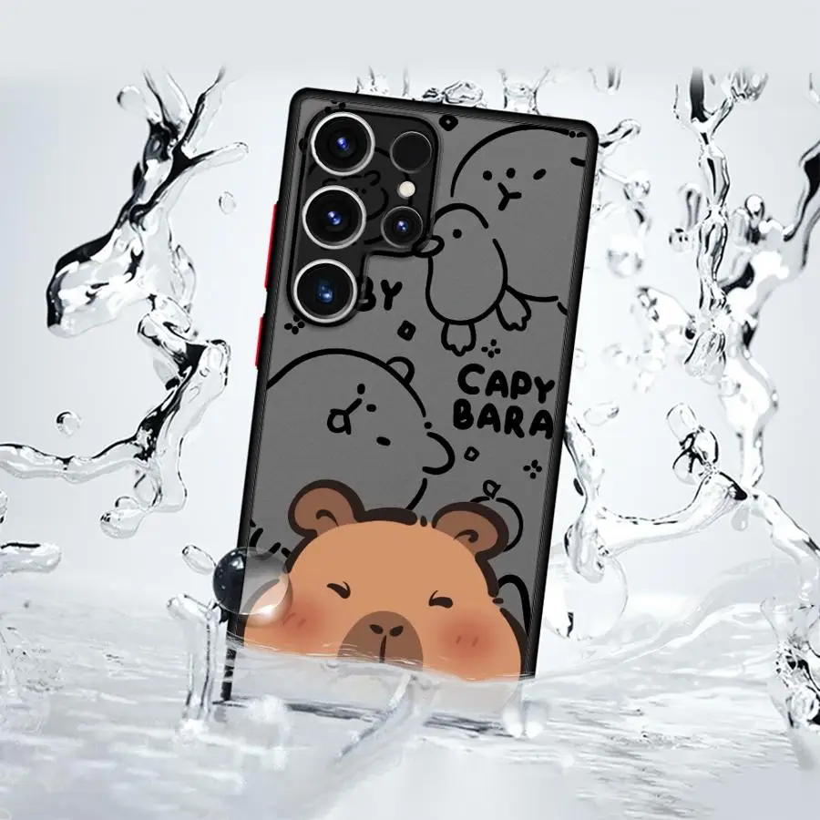 حافظة بحافة سوداء لهاتف سامسونج جالاكسي S10 S9 S22 Plus S25 Edge S24 FE S21 S20 S23 Ultra Cartoon Capybara #5