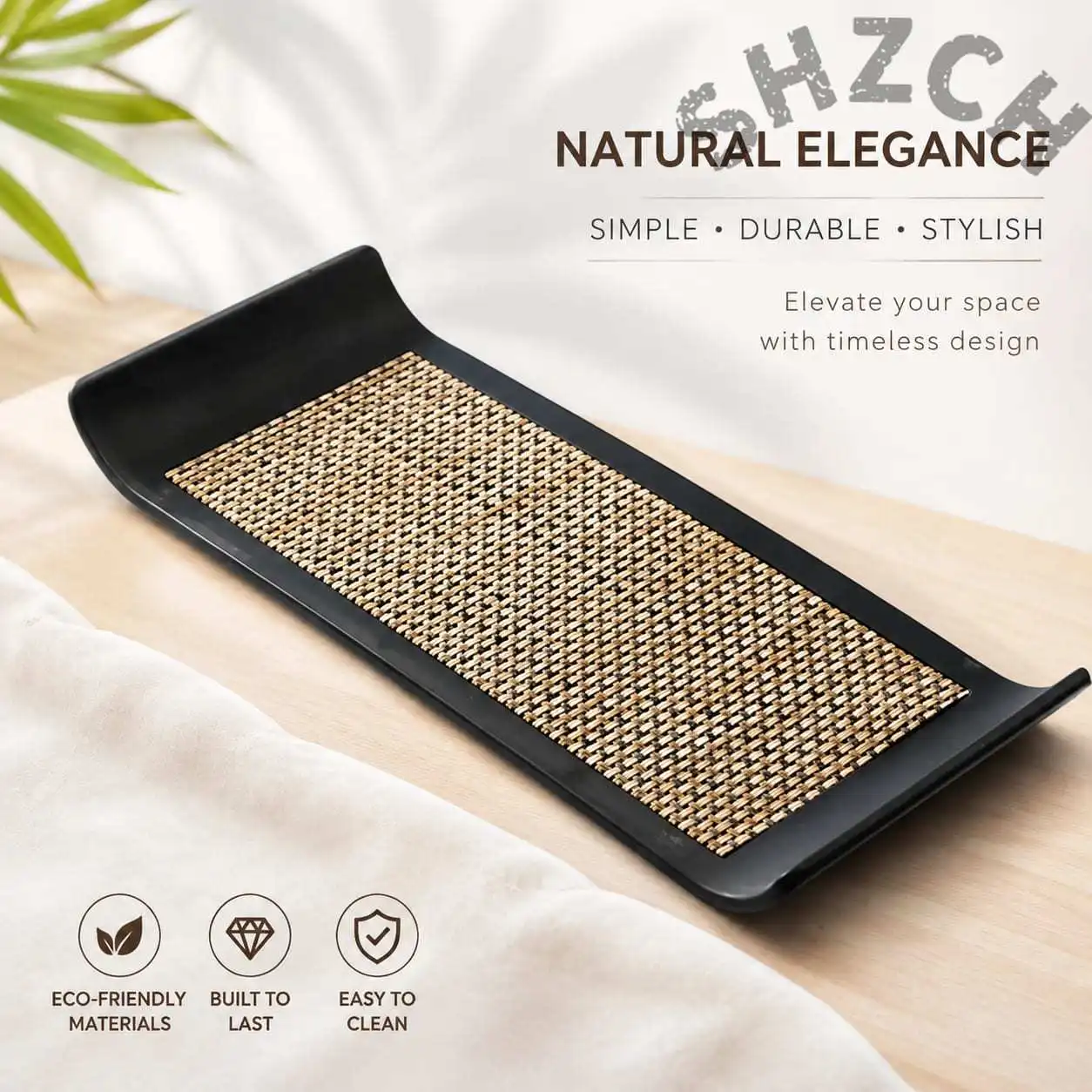 Nordic-Style Rectangular Serving Tray – Black Finish for Living Room, Entryway, Kitchen & Home Decor