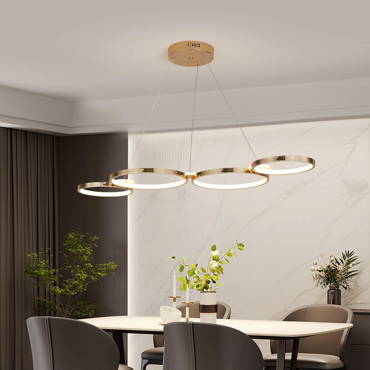 nowoczesna lampa wisząca, żyrandole Led, lampa wisząca led do salonu jadalnia restauracja wyspa połysk L107cm W/pilot