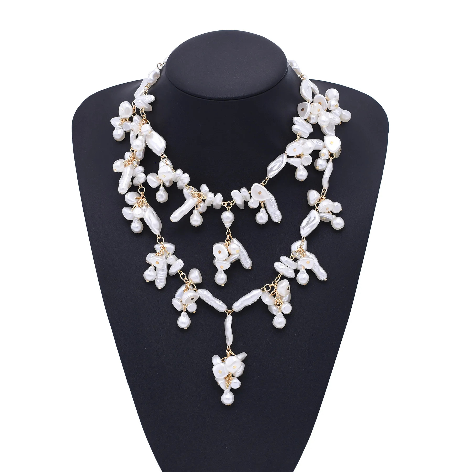 

Baroque imitation pearl handmade beaded necklace set retro stacked necklace decoration for women summer fashion accessories