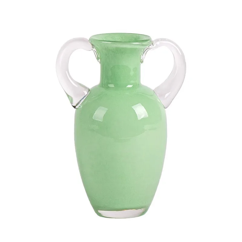 

Glazed vase ornament, living room flower arrangement, high-end glass green water nourishment, creative niche light luxury