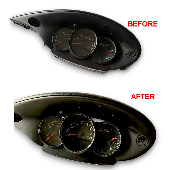 1 Set Matt/Gloss Carbon Fiber print/Matt Chrome Dashboard Dial Gauge Rings Bezel Trim FOR Porsche 986 Boxster