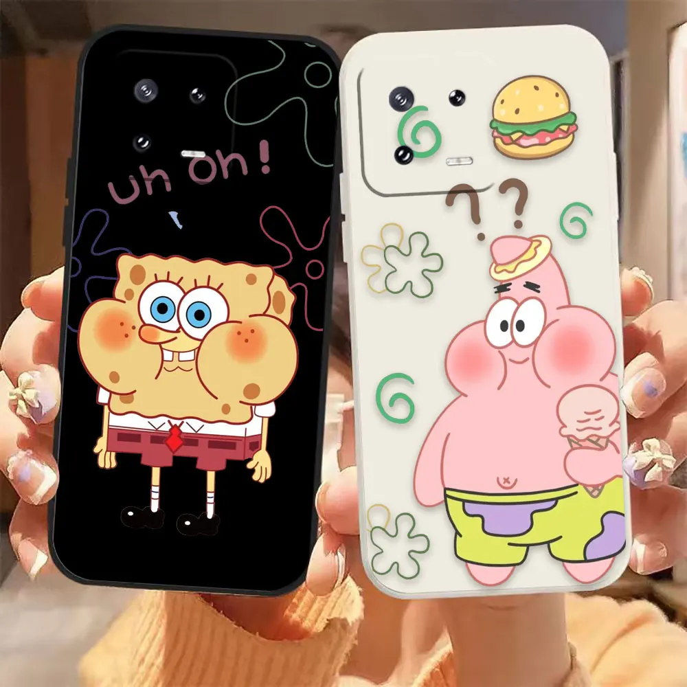 

Anime S-SpongeBob S-SquarePants Phone Case For Xiaomi 13 13T 12 12T 11 11T 10 10S 10i 9 9SE 8 CC9 5G Pro Ultra Lite Case Funda