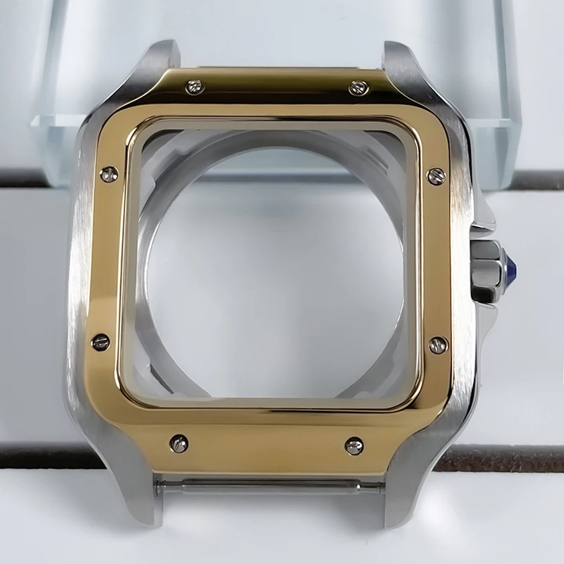 38mm NH35 Vierkante Kast Zwart Goud Roestvrij Staal Modificatie Onderdelen Voor SKX Mod Accessoires Fit Santo Case NH35 NH36 Beweging