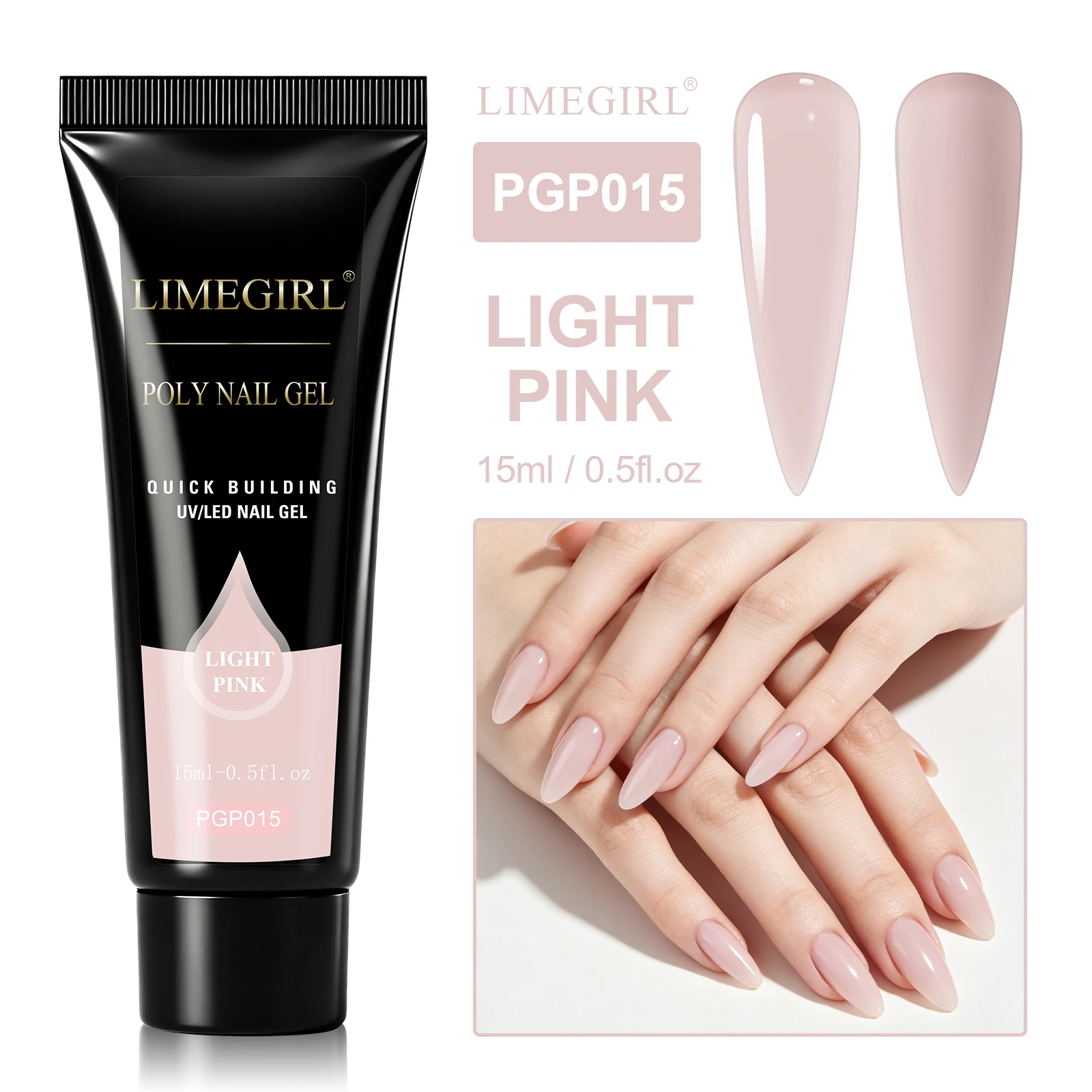 LIMEGIRL 25 Farben Poly-Verlängerungsnagelgel für Nagelkunst, Acryl-Maniküre-Design, UV-Lacke, semi-permanentes, schnelles Verlängerungsgel