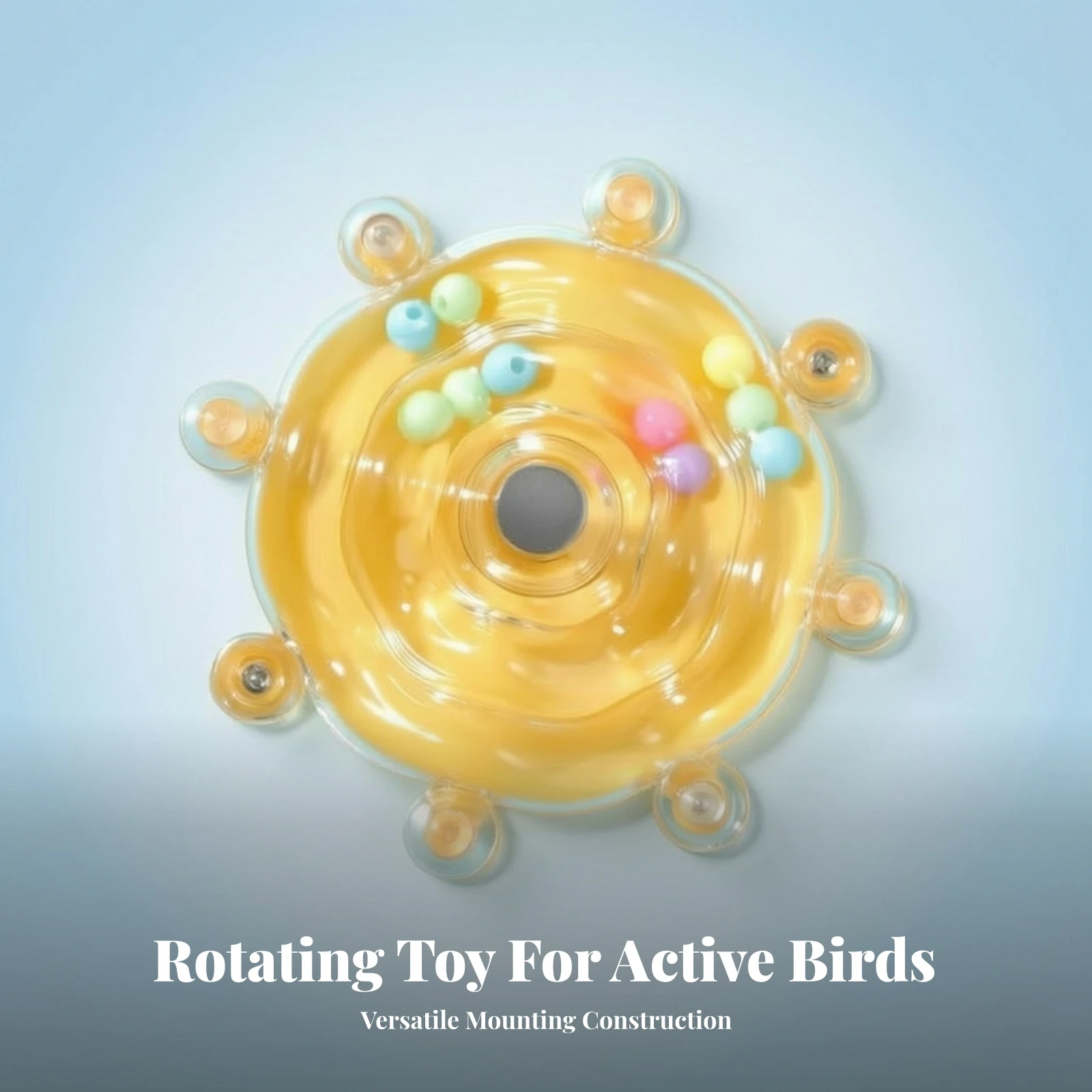 Bird Cage Toy with Beads Chewable Rotating Wheel Toy Cage Accessory with Rotator Enrichment Compact for Parrots
