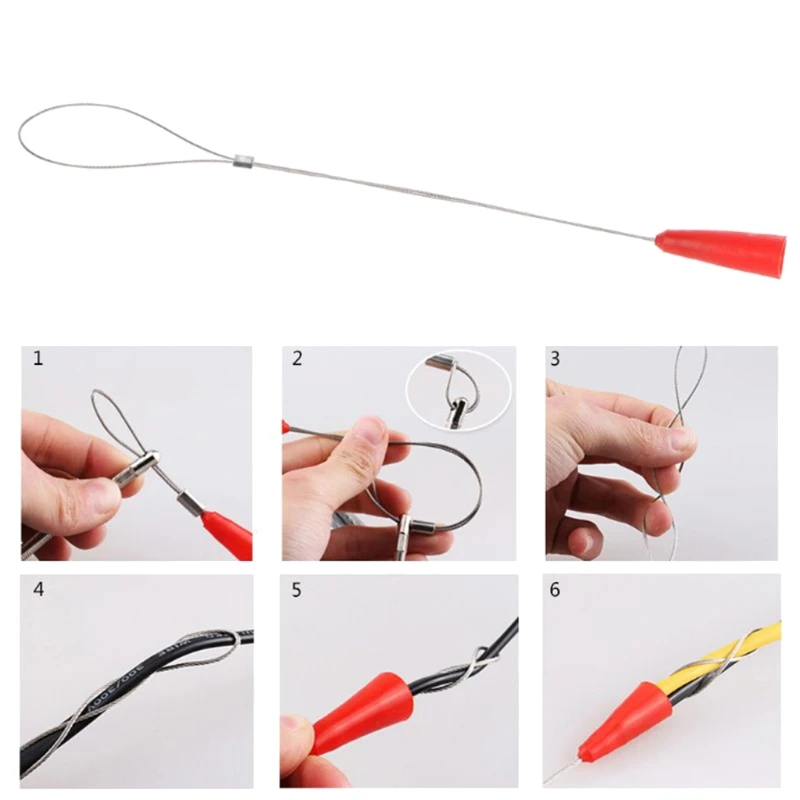 Ipiip ปลาเทปไฟฟ้า Threader Wire Puller ผ่านกำแพงลวดสีแดง 5/10/15/20m เครื่องมือ