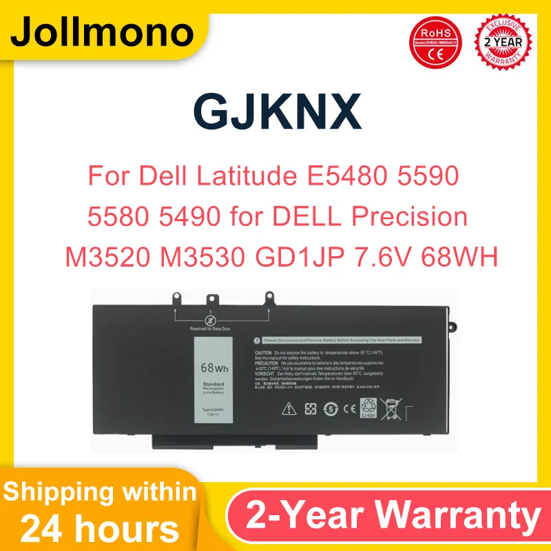 Batería OEM GJKNX para Dell Latitude 5580 5480 5280 5290 5590 5490 5495 5591 4 celdas 68Whr GD1JP DY9NT 5YHR4