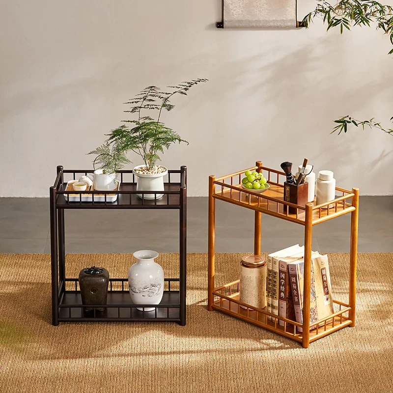 Japanese Living Room Side Cabinet Porch Decoration Storage Rack Bamboo Multi-functional Teahouse Organize Shelf Bamboo Tea Table