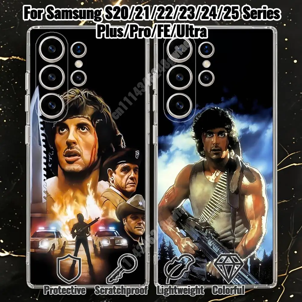 S-Sylvester S-Stallone F-First B-Blood Phone Case for Samsung Galaxy S20 21 Ultra Plus S22 23 FE Lite S24 25 Transparent Cover