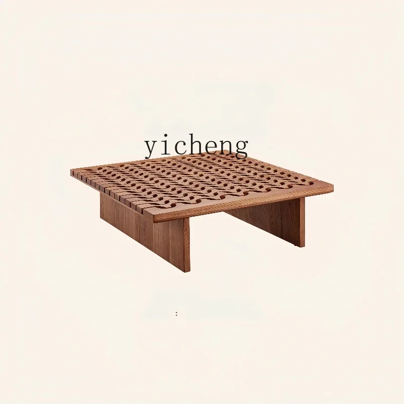 medieval solid wood square coffee table living room household ash wood light luxury tea table