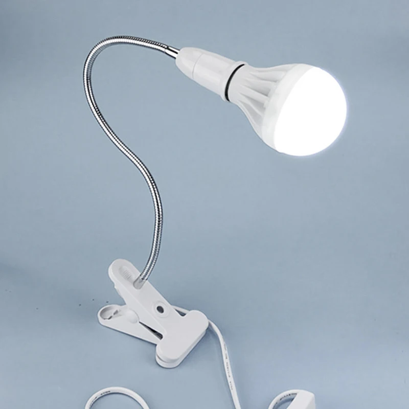 360 Degrees Flexible Desk Lamp Holder E27 Base Light Socket Gooseneck Clip-On Cable With On Off Switch for Home Plant