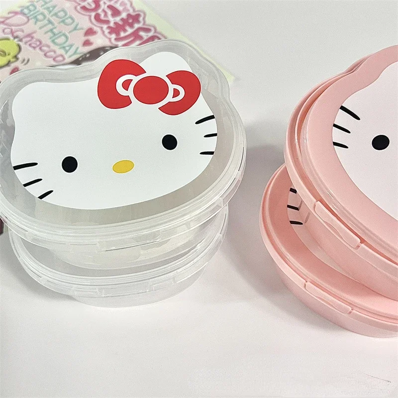 Sanrio Cute HelloKittys Storage Box Girls Rubber Band Cotton fioc cancelleria Daily Desktop Storage Boxs regali creativi per studenti