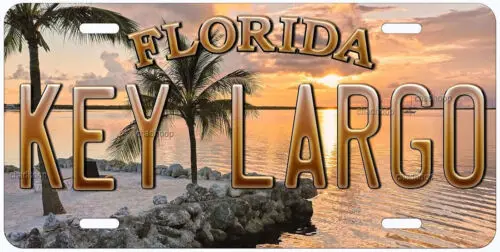 Sunset Key Largo Florida Novelty Car License Plate Aluminum