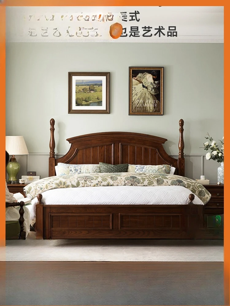 

American solid wood bed master bedroom furniture ash wood countryside
