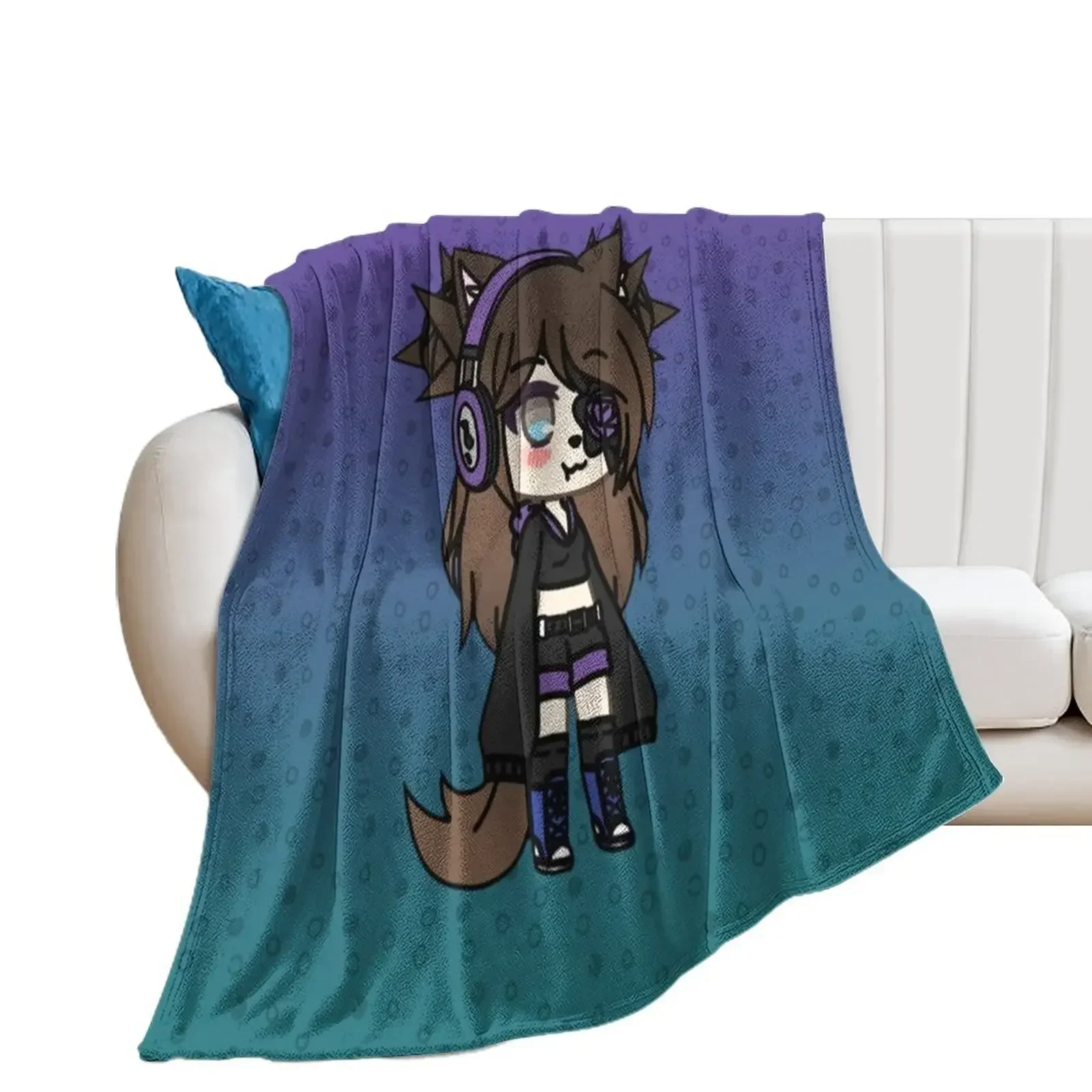 Gacha Life Series - Karin the strange goth girl with the eye patch Throw Blanket blankets ands Travel Blankets