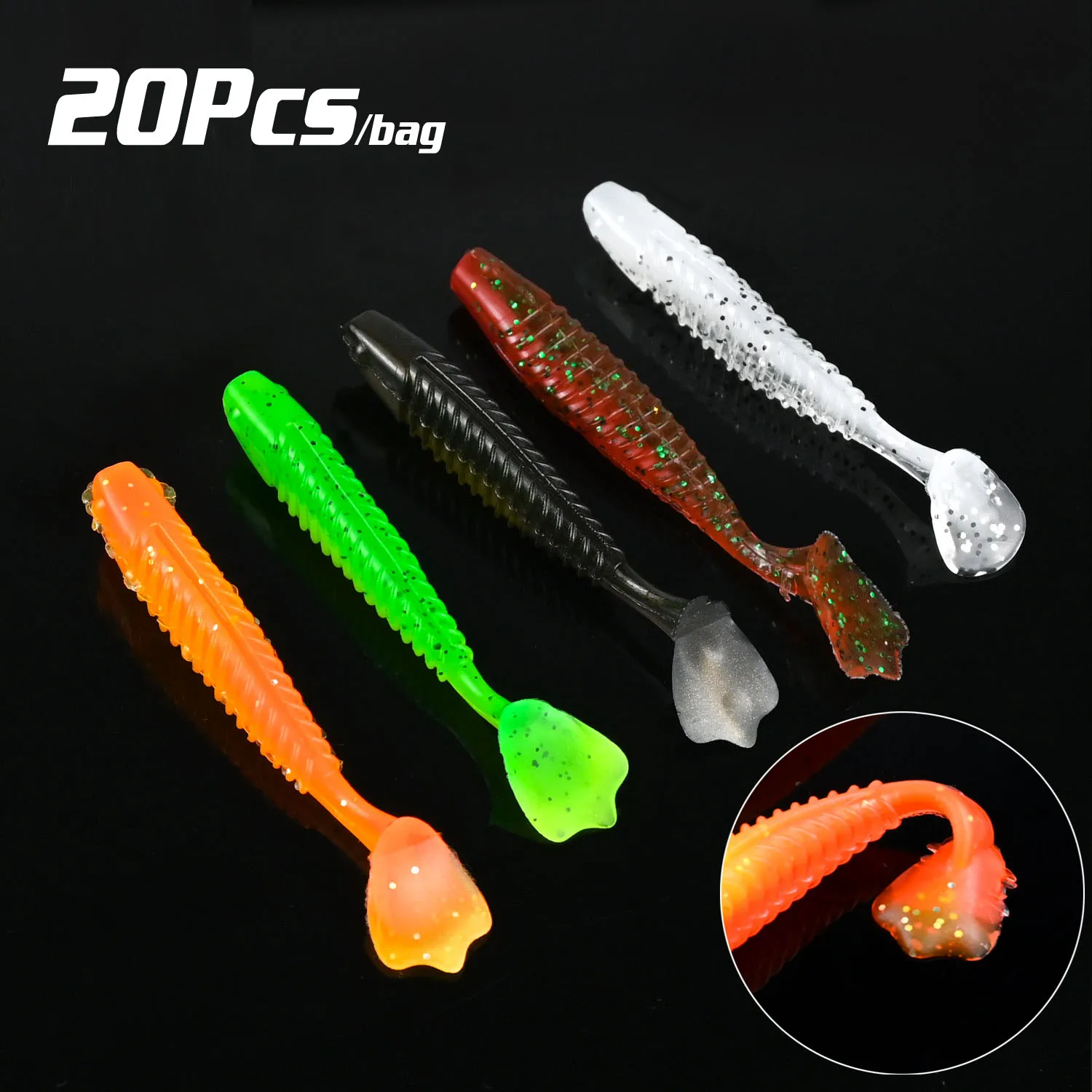 

20Pcs Duck-Foot Soft Baits Lures 6.5cm PVC Material, Fish-Attracting Smell, Tear-Resistant And Bite-Resistant, Large Amplitude A