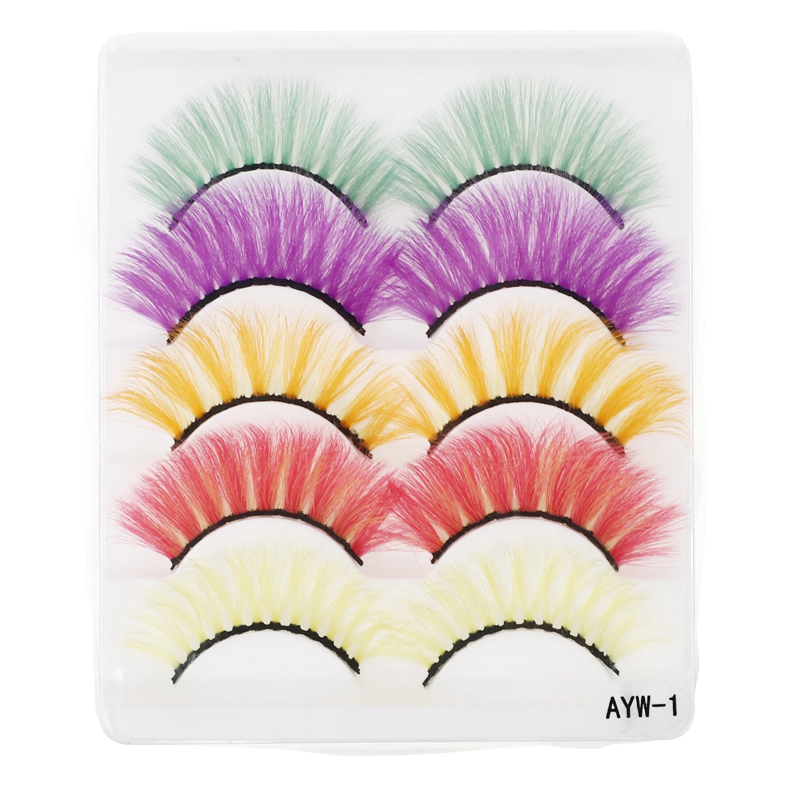 

5 Pairs Colorful False Eyelashes Imitation Prom Halloween Cosplay Long Thin Daily Party Wedding Photo Shoot Night Out