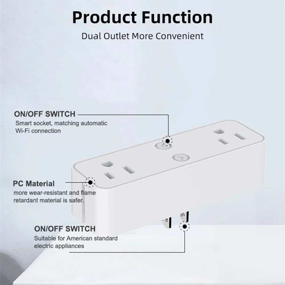 PSSRISE US Bluetooth Wifi Smart Socket Plug Wireless Smart Life Tuya APP Timer Google Home Alexa Voice Control Wall Power Outlet