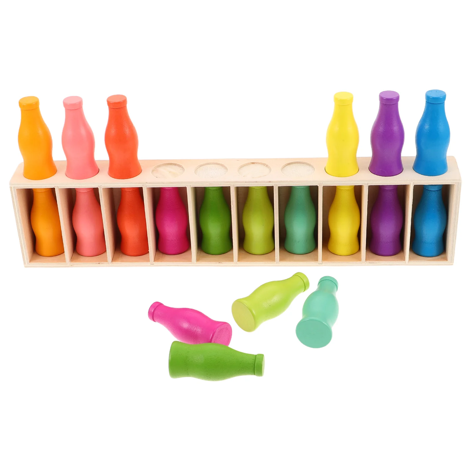 1 ensemble de jeu de tri des couleurs assorties en bois pour les tout-petits, apprentissage préscolaire, activité de développement sensoriel, conception de bouteille de boisson pour enfants