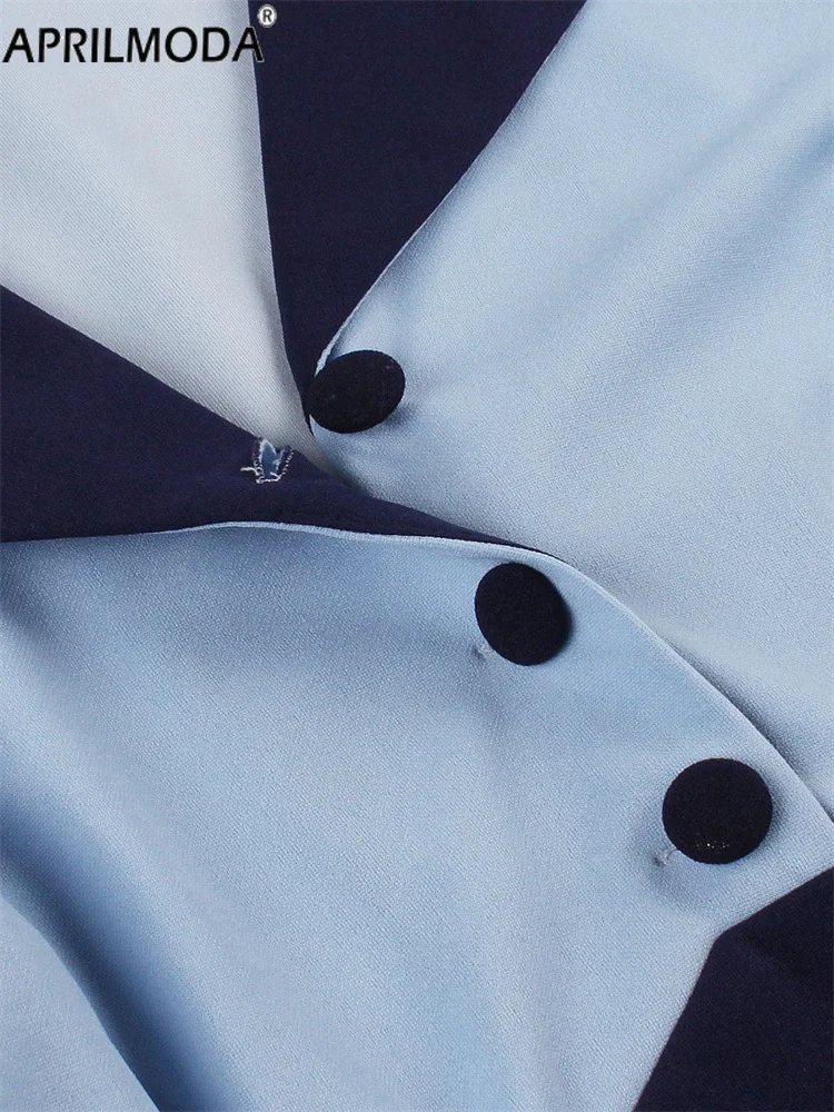 Turn Down Collar Shirt Short Women Vintage Party Evening Dress Patchwork Solid Button A Line Casual Preppy Style Flare Tea Dress
