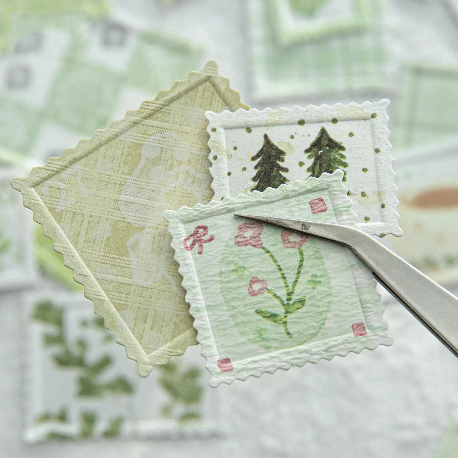 

Salt Marker Series Vintage Relief Stamp Landscape Sticker Creative DIY Journal Material Collage Scrapbook Stationery