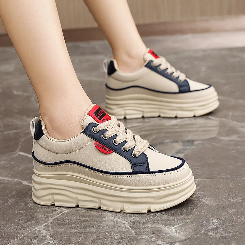 

W3672 New Color-Blocked Women's Shoes 2025 Four-Season Inner Heightening Thick-Soled Students Wear-Resistant Versatile Breathable Sneakers