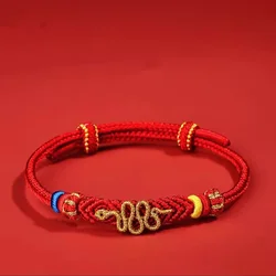 2025 Year of The Snake Red Rope Bracelet Braided Rope Durable Life Year of Peace Health and Good Luck Rope Small HandRope Amulet