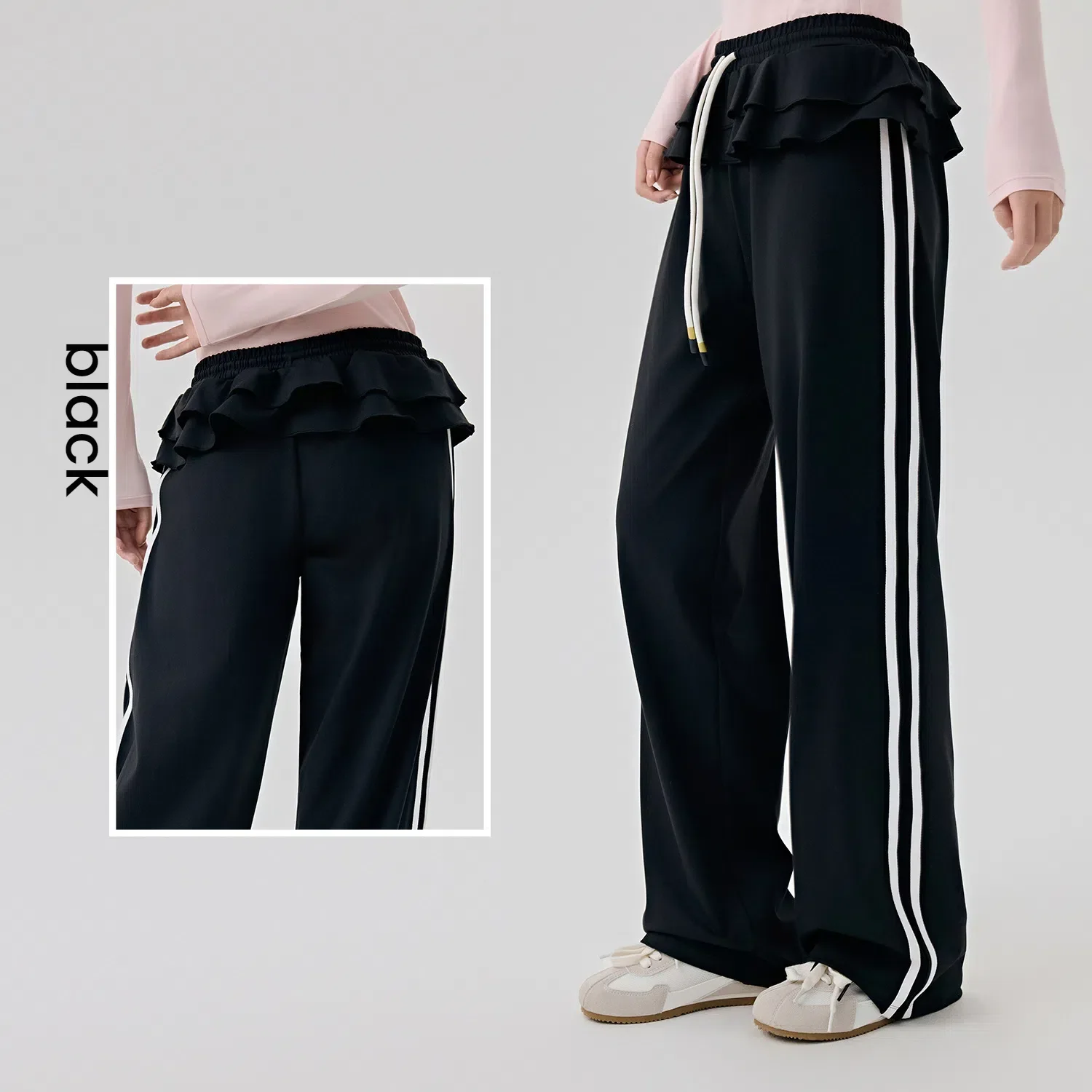 المرأة فضفاضة تناسب الباليه مضيئة السراويل عالية الخصر اليوغا صالة واسعة الساق السراويل رياضة الجري تنورة غير رسمية السراويل ملابس امرأة #5