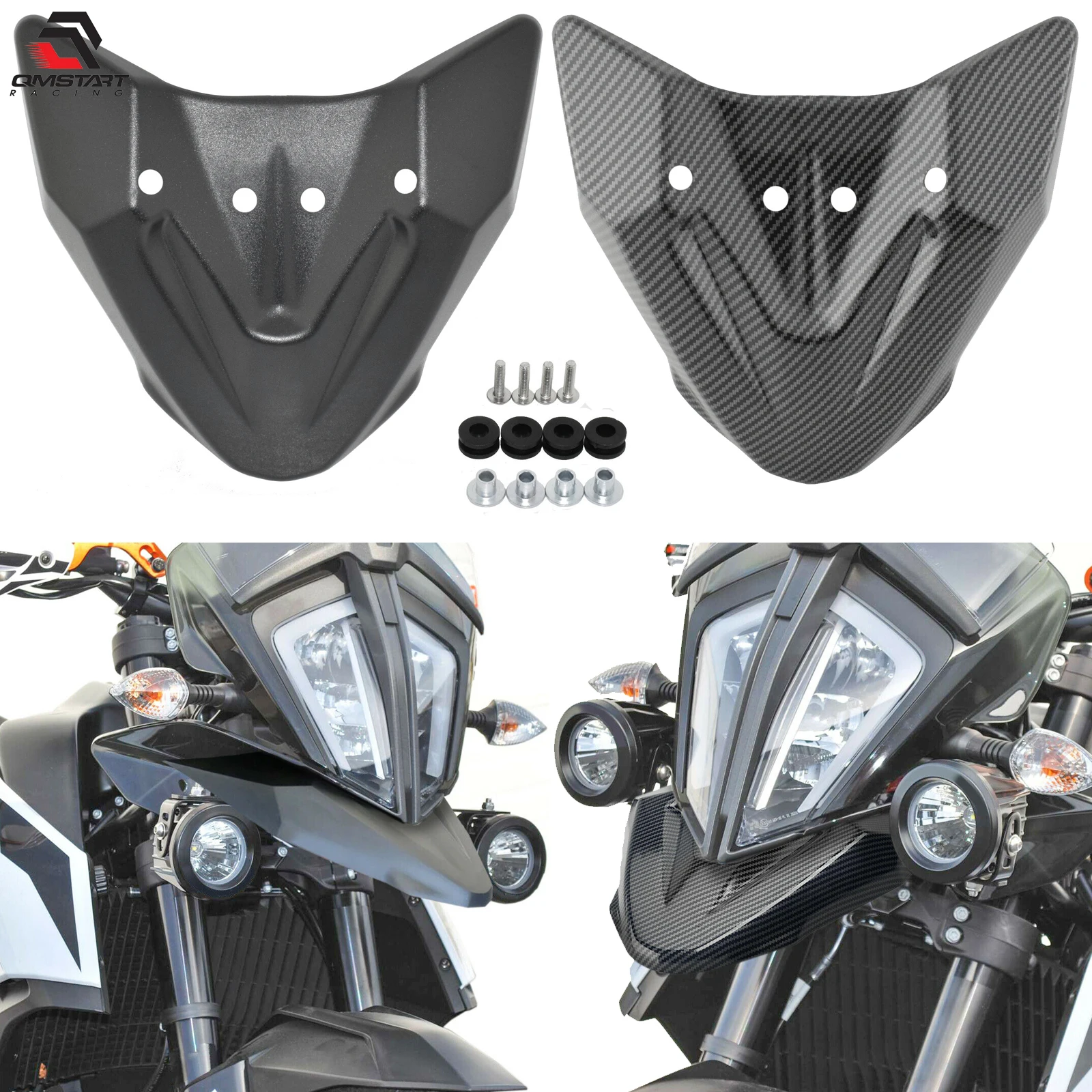 QMSTART Racing Front Fender Mudguard Beak Lip Nose Cone Extension Cover Extender Cowl For KTM 790 ADV 890 Adventure R 2019-2023