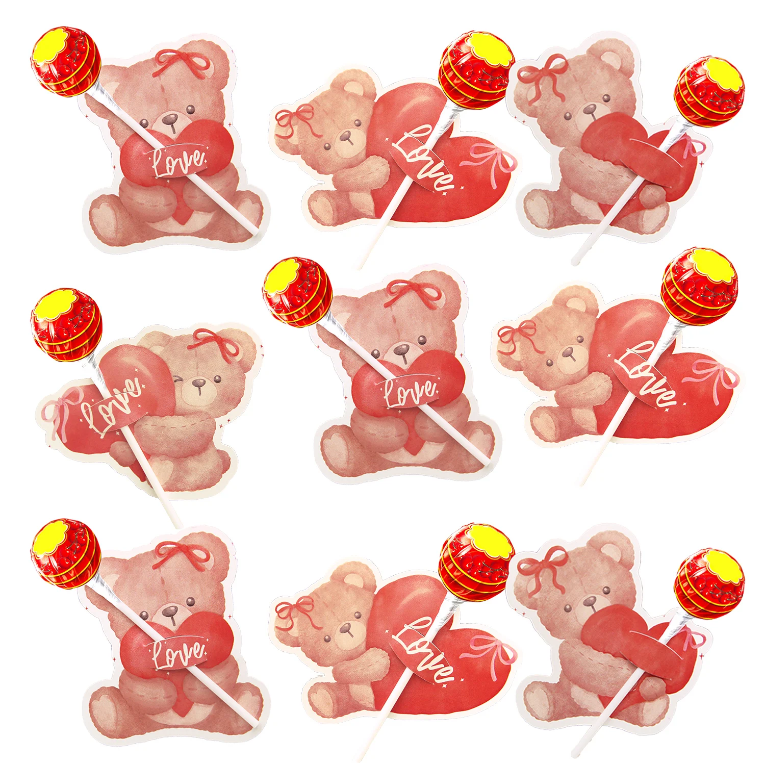 40 Teile/satz Cartoon Bär Lutscher Karten Multi Bär Herz Papier Karten Für Hochzeit Valentinstag Süßigkeiten Verpackung Dekor Liefert