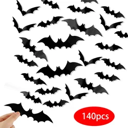 3D Stereoscopic PVC Black Bat Wall Sticker Halloween Decoration Scary Spider DIY Sticker Party Haunted House Decoration Supplies