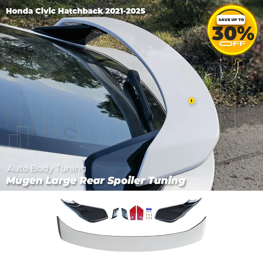 

For Honda Civic Hatchback 2021-2025 Mugen Rear Trunk Spoiler Trim Kit - Mugen Style Trunk lid Wing Body Styling Accessories
