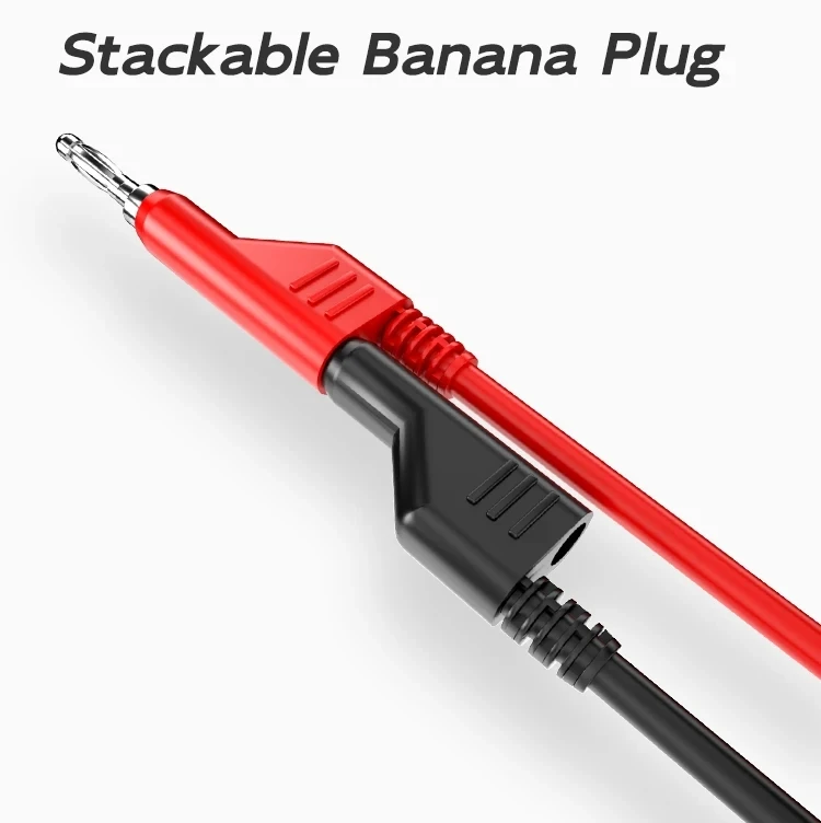 Doppelte 4-mm-stapelbare Bananenstecker-Messleitungen mit Krokodilklemmen-Testsonde, Bananenbuchse, 100 cm Multimeterkabel – Detail 7