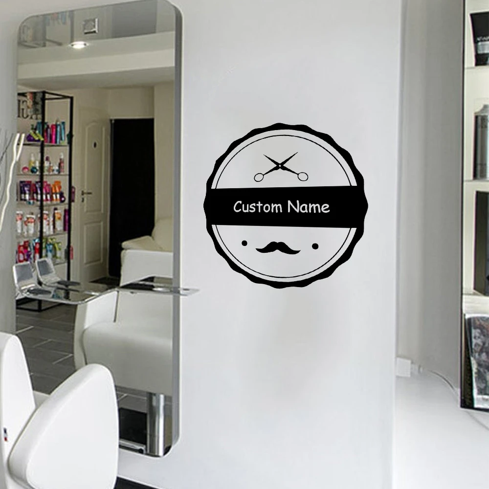 1PC Diy Hairdressing Customized Name Waterproof Wall Stickers Wall Art Decor Study Room Background Wall Art Decal