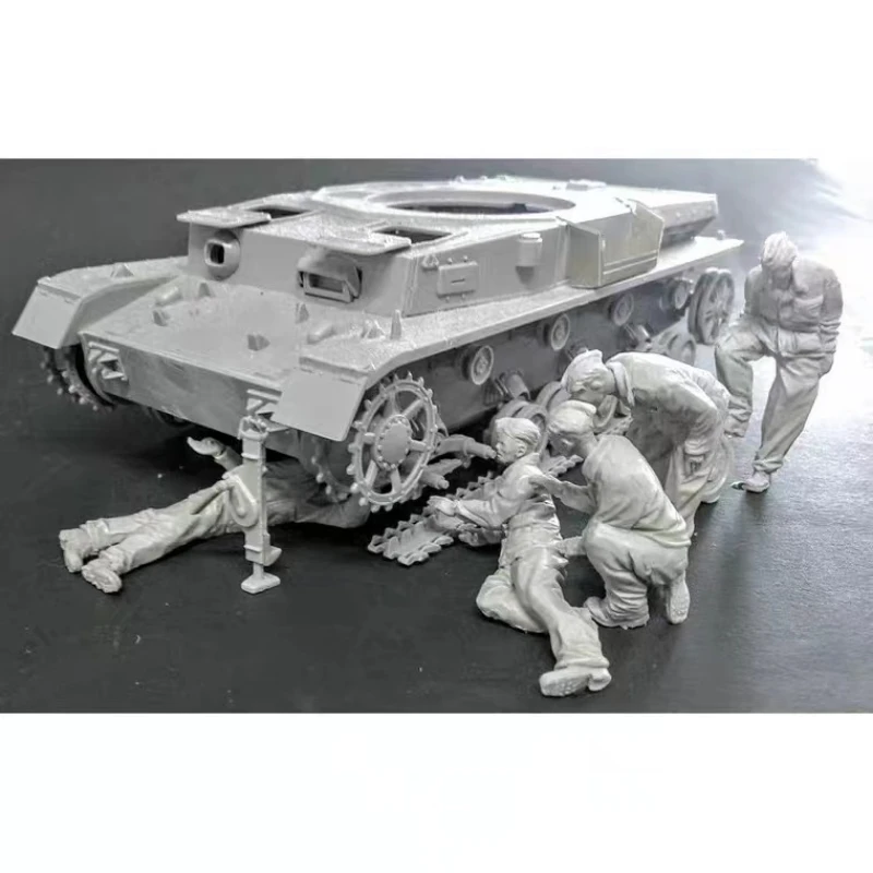 1/35 Die-Cast Resin Soldier Model Kit Military Tank Repair Team (5 Figures) Unassembled and Uncolored DIY Kit
