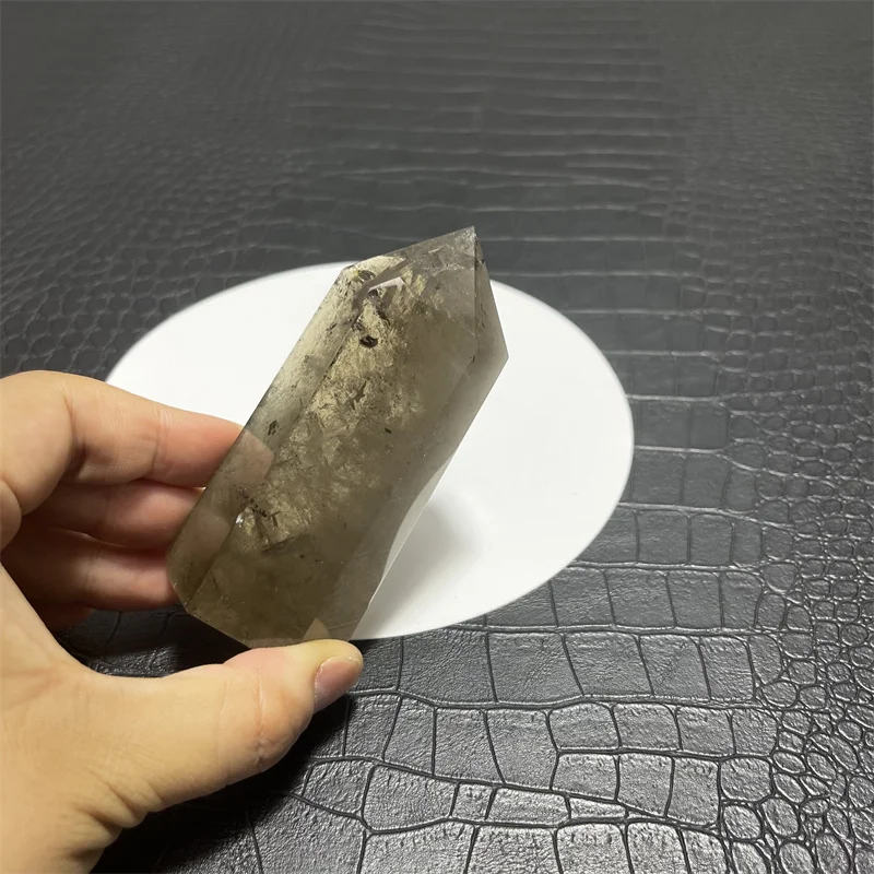

216g Rainbow Natural smoky citrine quartz crystal wand single pointed quartz stone