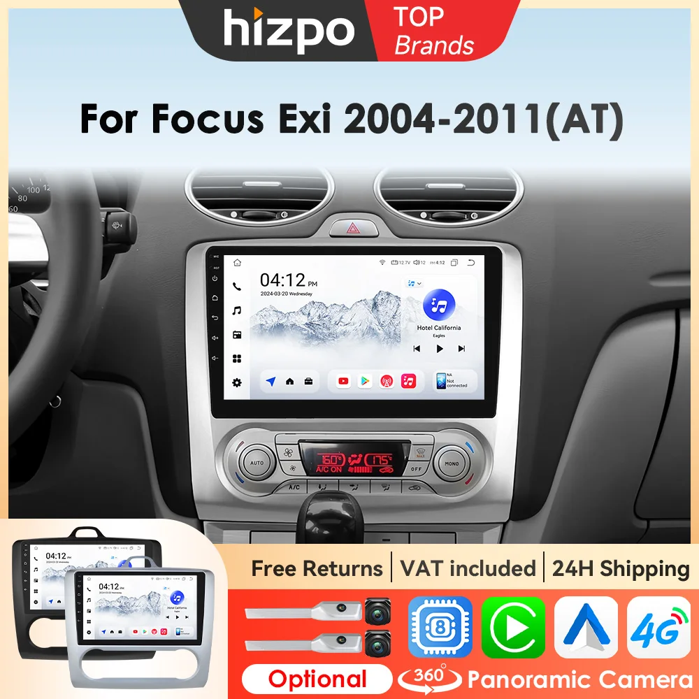 Hizpo Android Auto Autoradio Per Ford Focus 2 3 Mk2/Mk3 Exi AT 2004-2011 Lettore Video Multimediale GPS 4G Carplay Unità di Testa Stereo