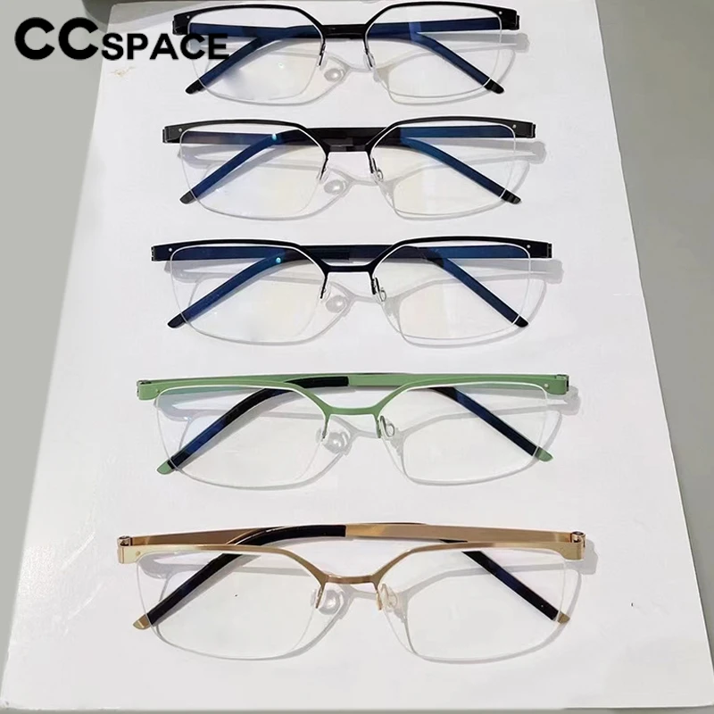 

56871 оптическая оправа для очков из чистого титана, мужская новая высококачественная полуоправа, безвинтовая оправа для очков, очки по рецепту