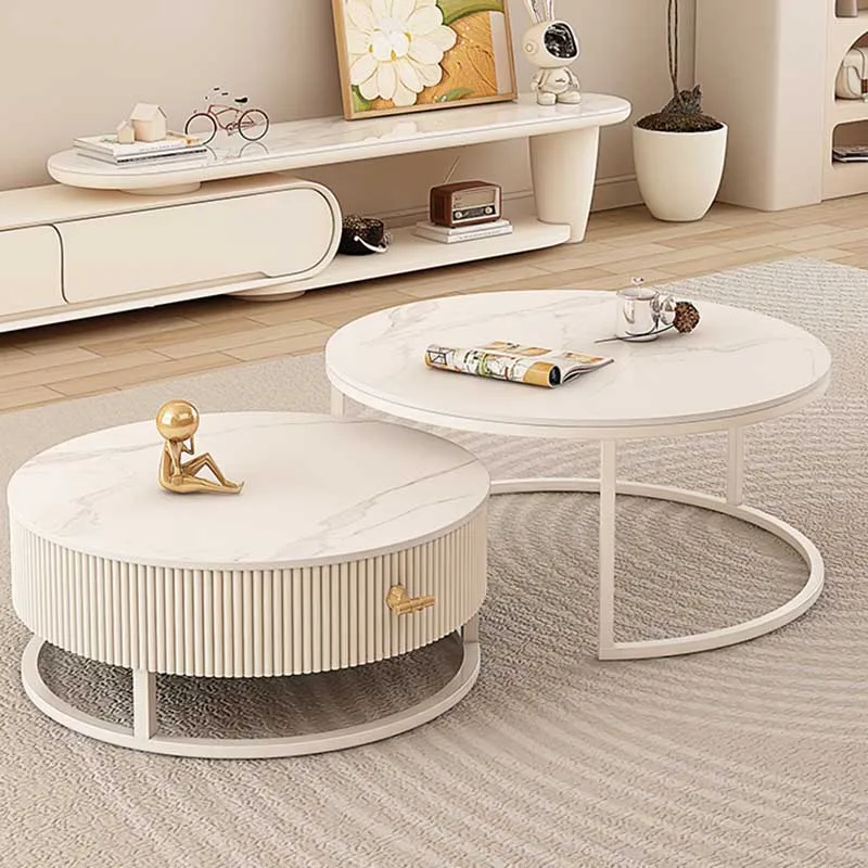 

White Simple Coffee Tables Storage Round Small Hotel Center Coffee Tables Living Room Low Salontafel Voor Woonkamer Furniture