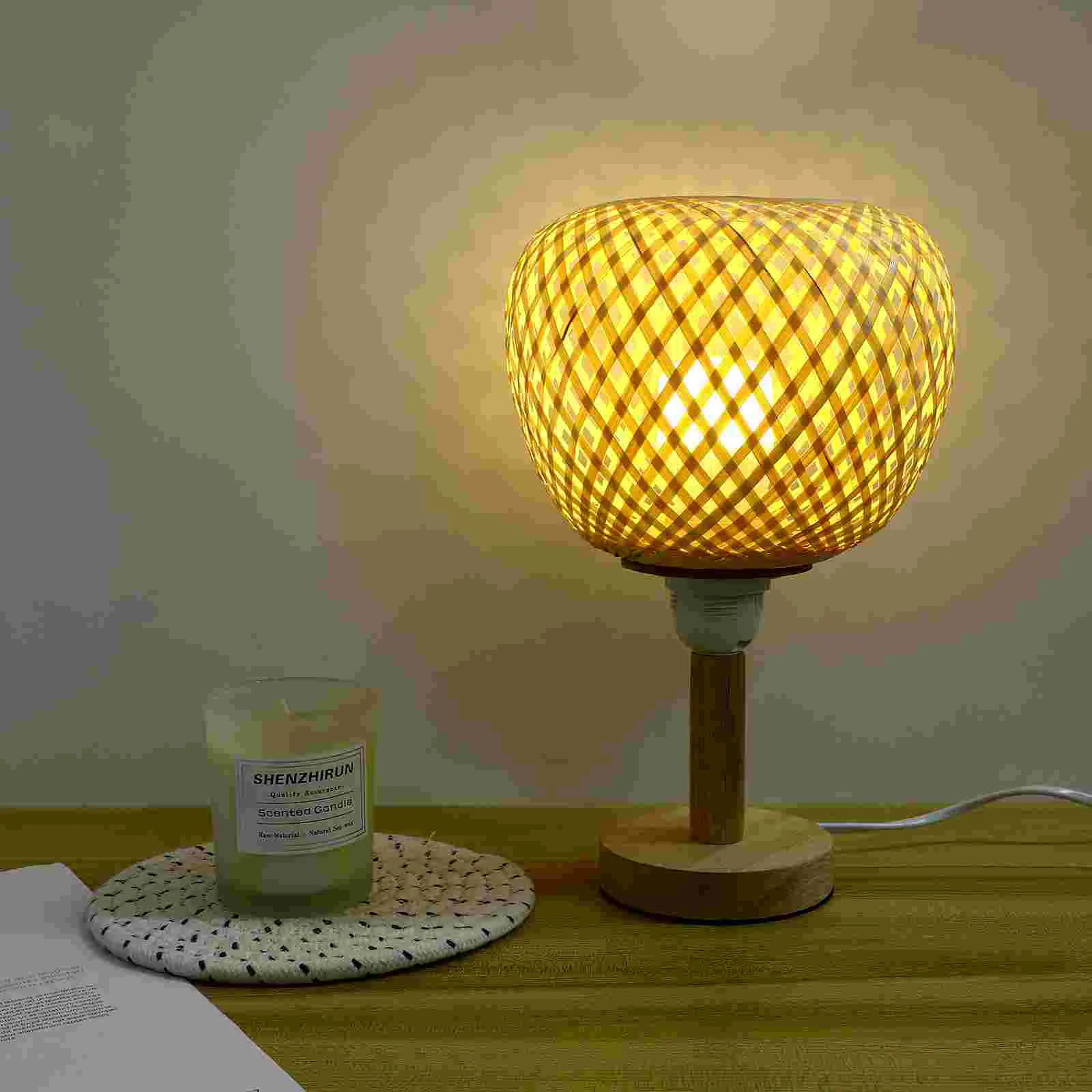 Bamboo Lampshade Shades for Table Pendant Light Hanging Wall Woven Lampshades Decor Weaving Household