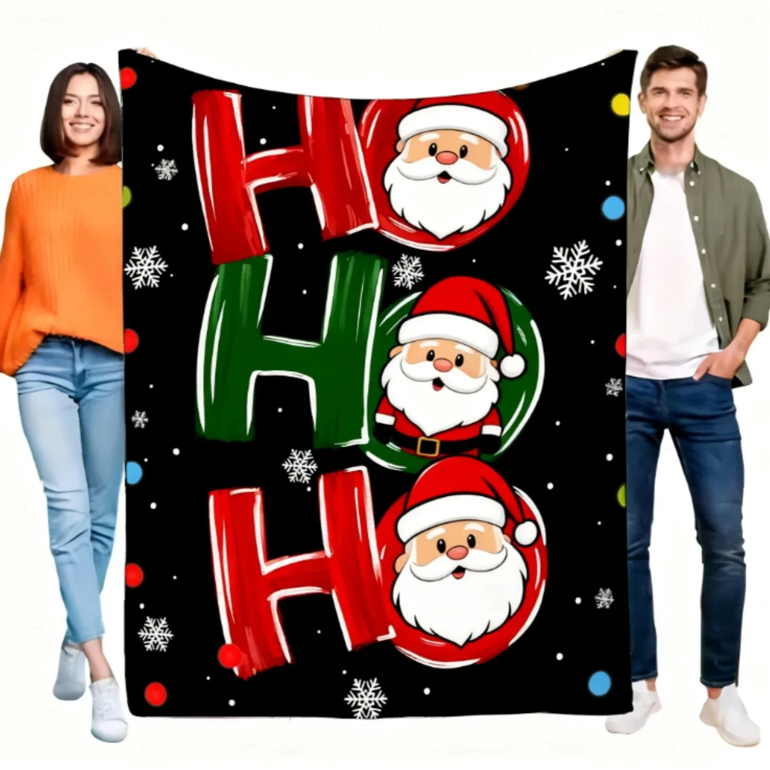 

Cartoon Santa Claus Print Blanket Christmas Holiday Party Use All Season Soft Warm For Sofa Bedroom Living Room Camping