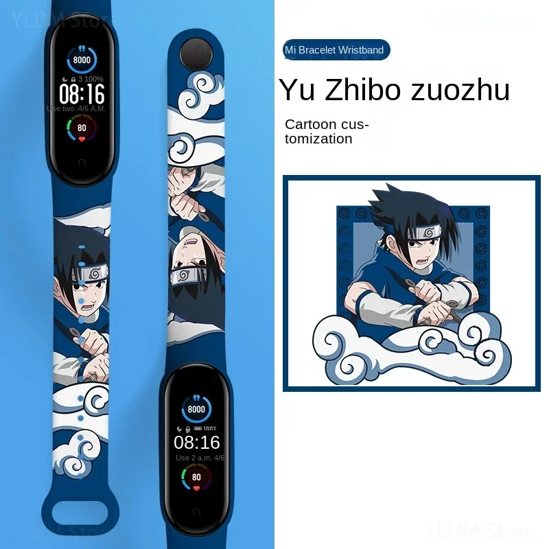 Naruto Sasuke Watchband for Xiaomi Mi Band 7 6 5 4 3 Watch Strap Sport Replacement Smartwatch Accessories Bracelet Birthday Gift