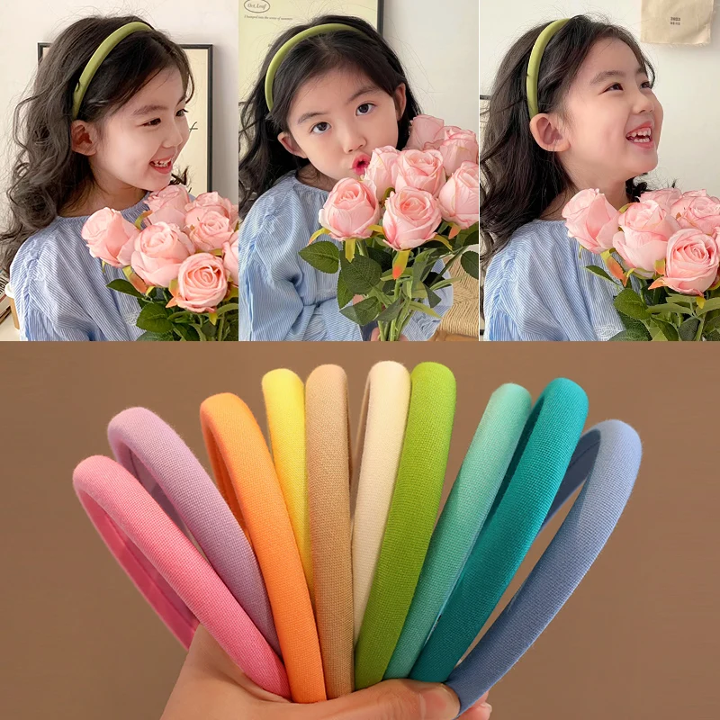 2023 New Children Cute Solid Color Hair Band Headwear Kids Simple Lovely Broadside Headband Baby Girls Acrylic Hair Accessories