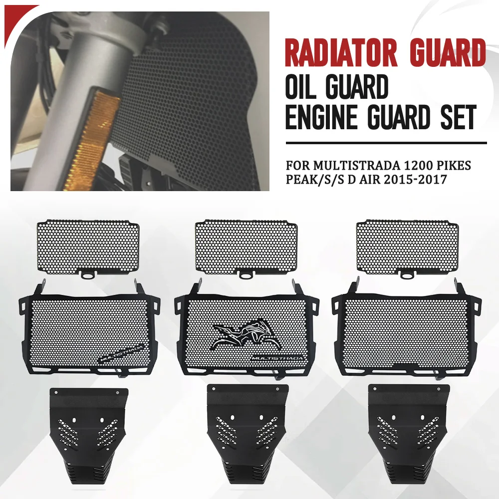 

Motorcycle Radiator Oil Cooler Engine Housing Guard Protection Kit For Ducati Multistrada 1200 Pikes Peak/S/S D air 2015-2017