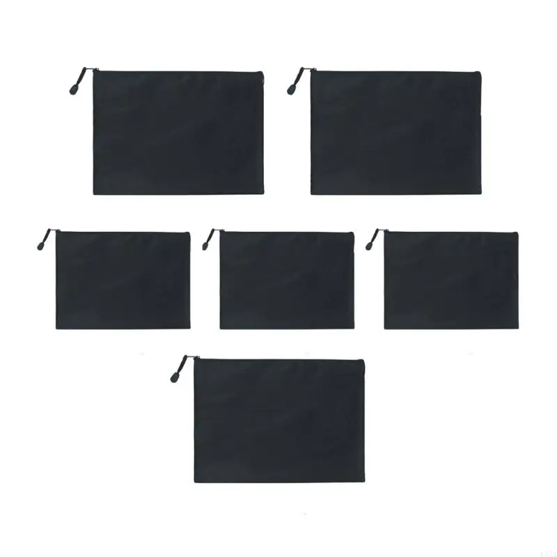 LXAA 6PCS FILE TAPALET Túi nước chống nước Oxford Túi tiền có khóa ảnh tài liệu