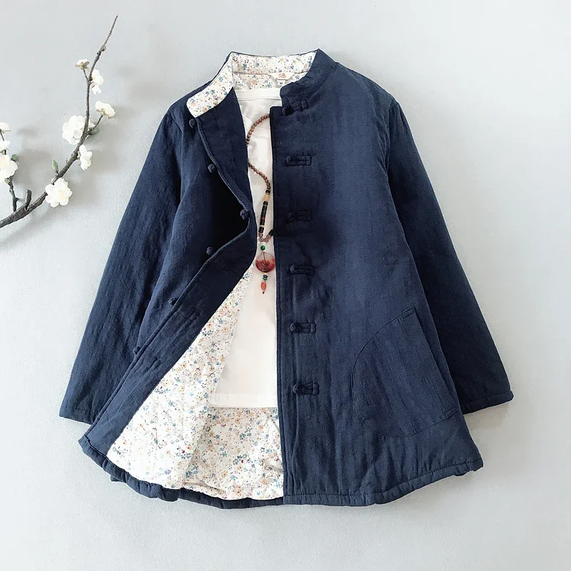 Female Autumn And Winter Clothes Retro Top Cotton Linen Outwear Chinese Style Clothing Women Jacket Tang Suit Femme 13028