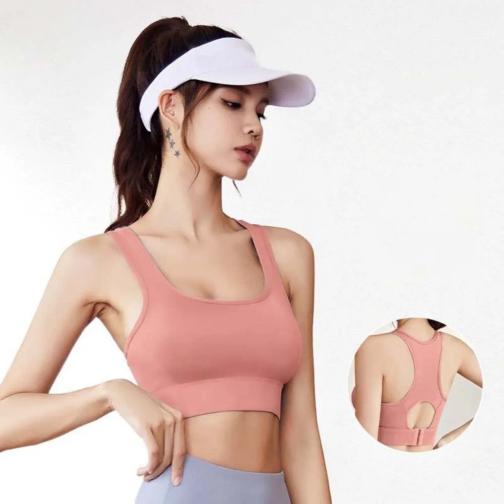 

Solid Color I-shaped Sports Bra Anti-shake Design Comfortable Fitness Back-breasted Vest Breathable Adjustable Yoga Underwear