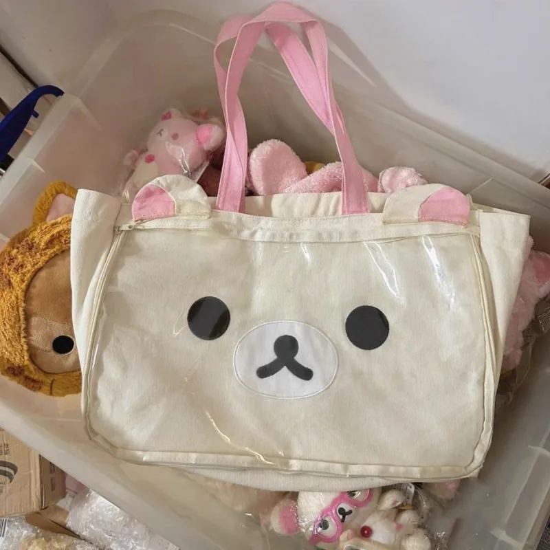 

Trendy Cute Rilakkumaed Tote Bag Large Capacity Korilakkuma Handbags College School Women Shoulder Bag